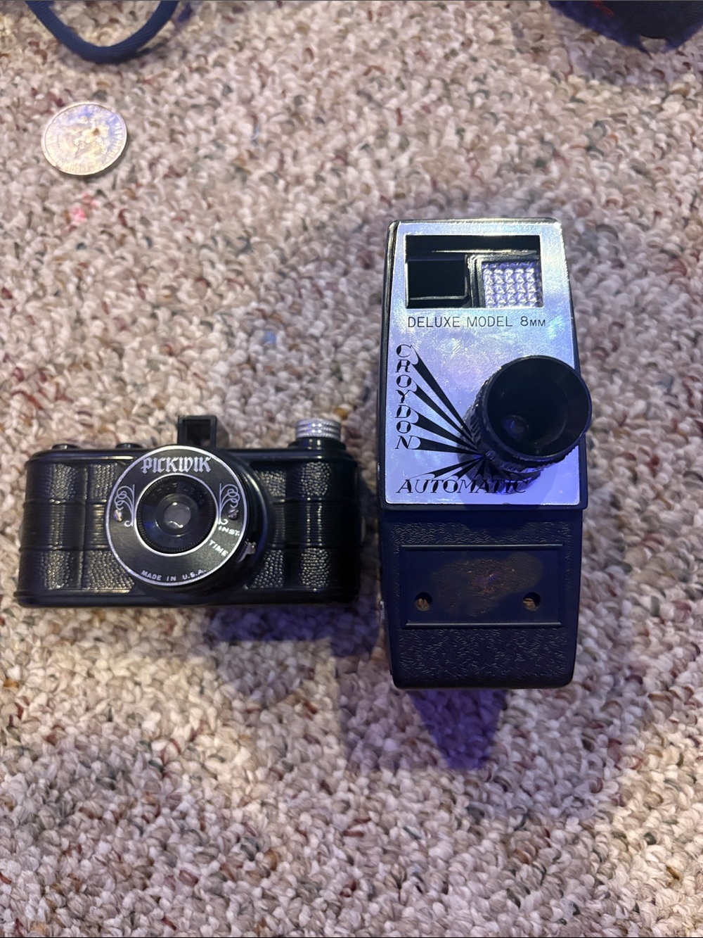 Pickwick Black Vintage Toy Camera and Croydon Deluxe 8mm Black Movie Camera